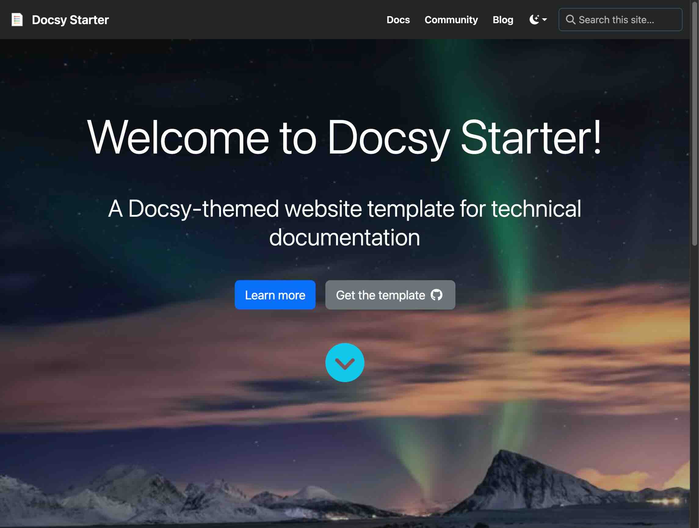 Docsy starter template homepage